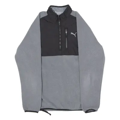 PUMA Mens Patterned Fleece Grey Colourblock 1/4 Zip M