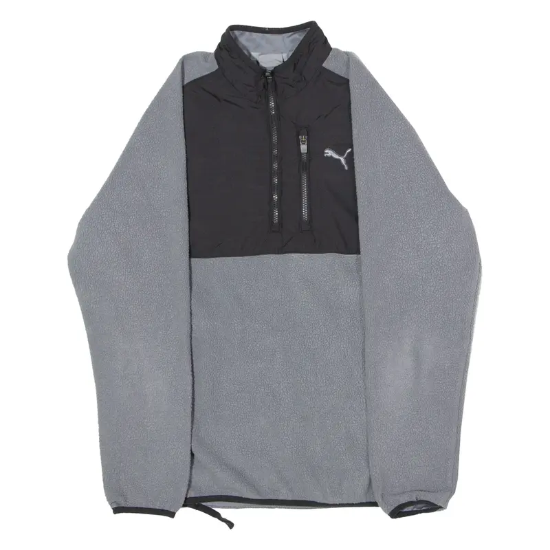 PUMA Mens Patterned Fleece Grey Colourblock 1/4 Zip M