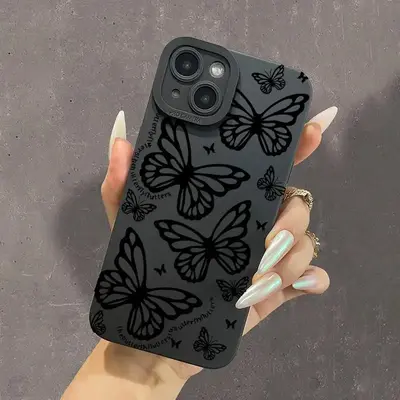 Fashion Butterfly Pattern Phone Case, Full Body Protective Silicone Shock-proof Phone Cases For iPhone Series, Cute Fashion P...