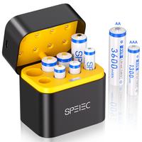 SPELEC Compatible with AA & AAA Rechargeable Batteries with Fast Charger, 1300mWh x4 Lithium AAA Batteries & 3600mWh x4 Lithi...