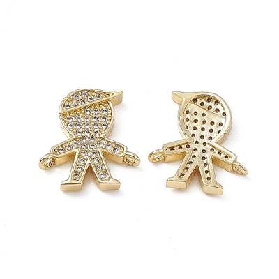 Brass Micro Pave Clear Cubic Zirconia Connetor Charms