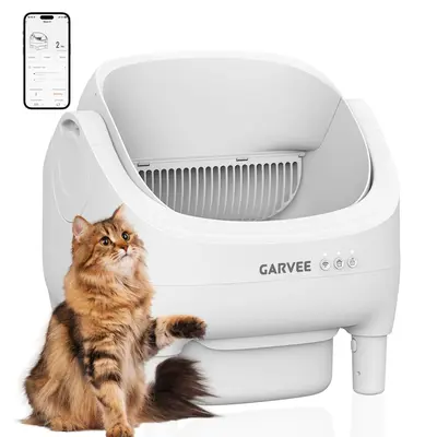 Garvee Self-Cleaning Cat Litter Box with App Control, Automatic Litter Box with Odor-Free 10.5L Bin, Whisper-Quiet, 7-Layer S...