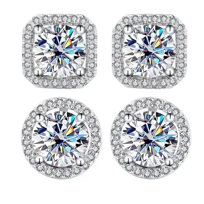 [Unisex Earrings] Synthetic Moissanite Stud Earrings for Women Men, D Color VVS1 Hypoallergenic Earrings Graceful Holiday Jew...