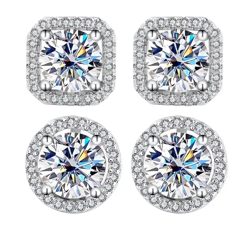 [Unisex Earrings] Synthetic Moissanite Stud Earrings for Women Men, D Color VVS1 Hypoallergenic Earrings Graceful Holiday Jew...