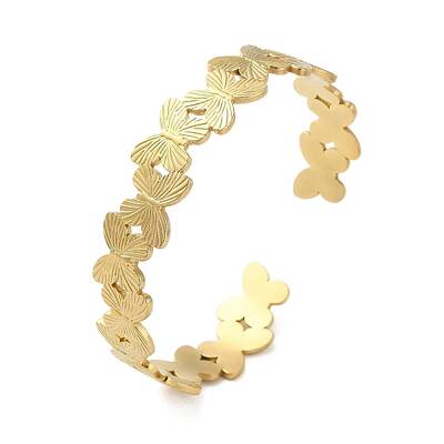 304 Stainless Steel Butterfly Open Cuff Bangles for Women