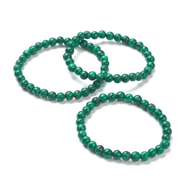 Synthetic Malachite Beaded Stretch Bracelets