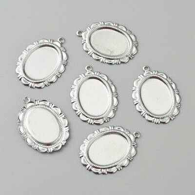 316 Surgical Stainless Steel Pendant Cabochon Settings