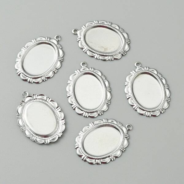 316 Surgical Stainless Steel Pendant Cabochon Settings