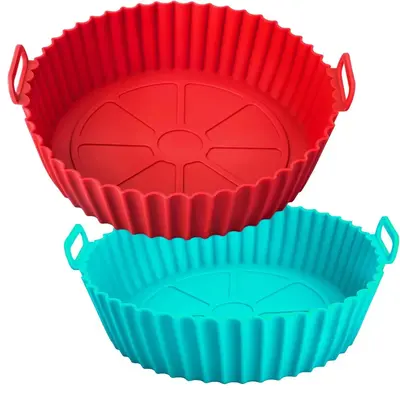 Reusable Heat Resistant Air Fryer Baking Tray, 2pcs Silicone Air Fryer Liner, Baking Accessories for Home Kitchen