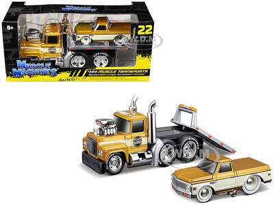 1980 Mack A685ST Flatbed Truck Gold Metallic with Beige Stripes \