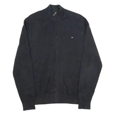 TOMMY HILFIGER Mens Cardigan Black Tight Knit L