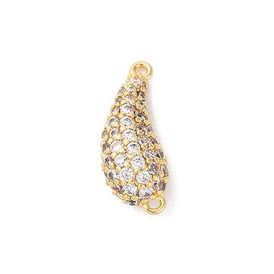 Brass Micro Pave Clear Cubic Zirconia Links Connector Charms