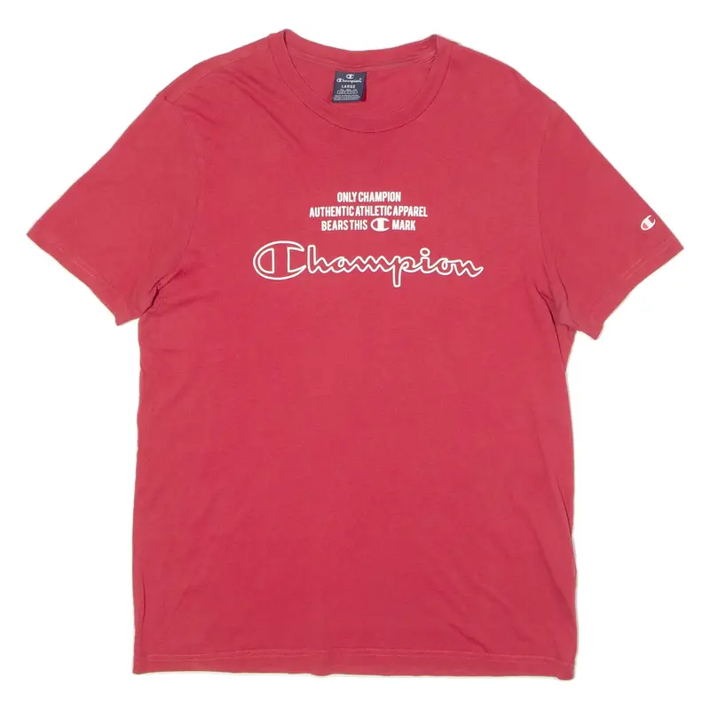 CHAMPION Mens T-Shirt Red Crew Neck L