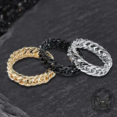 GTHIC Minimalist Double Weave Chain Ring for Men Women Christmas Day Gift Stainless Steel