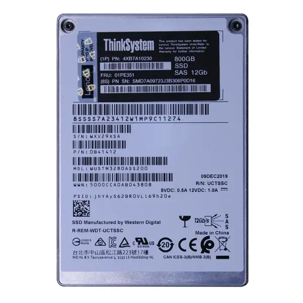 01PE351 Lenovo 800GB SAS 12Gb/s Hot Swappable 2.5-Inch Solid State Drive