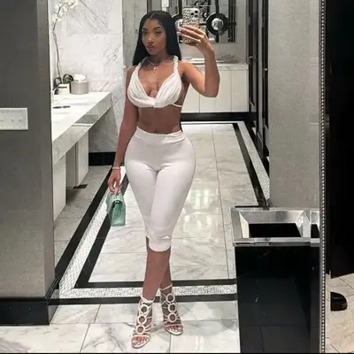 Two Piece Elegant Fashion Set for Women - White Top & Pants