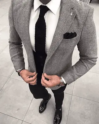 Grey Suit Black Pants -  Grey Suit Jacket Black Pants