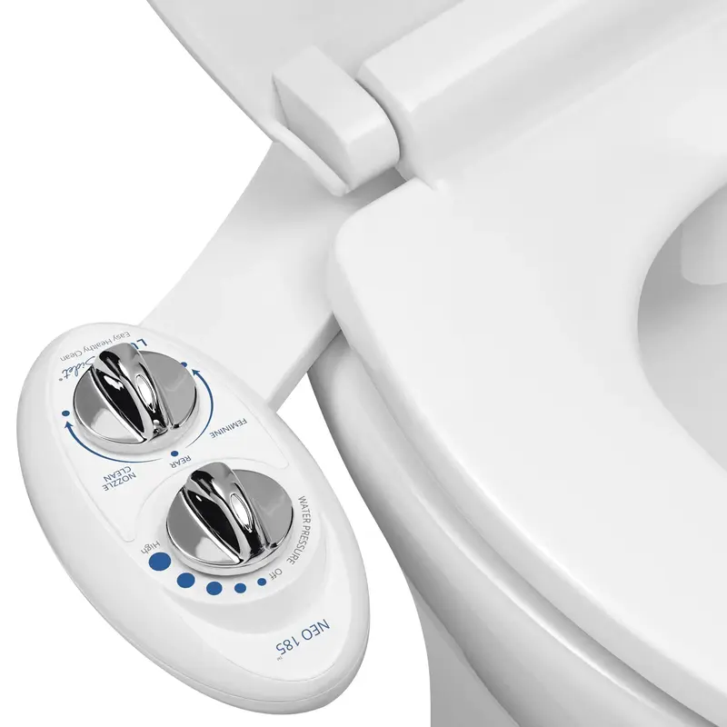 LUXE Bidet NEO 185 - Self-Cleaning, Dual Nozzle, Non-Electric Bidet Attachment for Toilet Seat, Adjustable Water Pressure, Re...