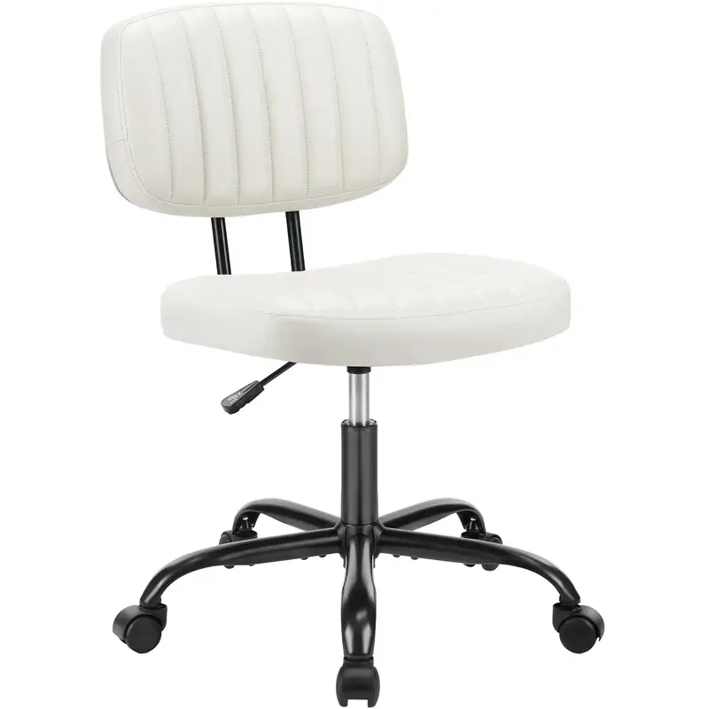 【Deal】Armless Desk Home Office Low Back Vanity Lumbar Support, Adjustable Height 360° Rolling Swivel Computer Task Chair...