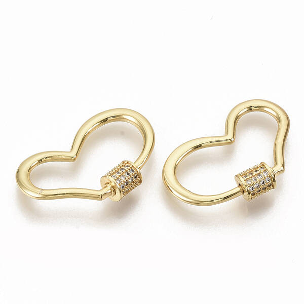 Brass Micro Pave Clear Cubic Zirconia Screw Carabiner Lock Charms