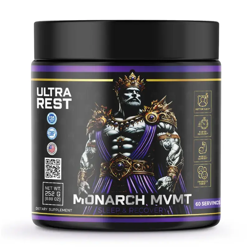 Ultra Rest Nighttime Sleep and Muscle Recovery Powder Supplement with Valerian Root, L-Theanine, L-Carnitine, GABA, 5-HTP, Ma...