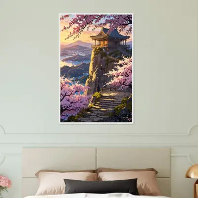 Spring Vista - Temple & Blossoms Wall Art