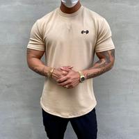 Men's Muscle Fit Longline T-Shirt, Gym Tee, Workout Casual Men Fashion Short Sleeve T-Shirt, Cotton