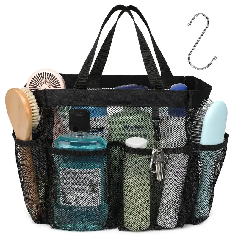 Collapsible Shower Caddy Portable, Mesh Shower Caddy Bag Basket Tote For College Dorm Room Bathroom Gym, Hanging Shower Bag O...