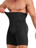 Men's Solid High Waist Shapewear Shorts, Tummy Control Shapewear Clothing, Mid-thigh Compression Shorts for Men, Body Shapewe...