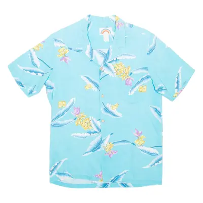 PARADISE FOUND Mens Hawaiian Shirt Blue Floral M