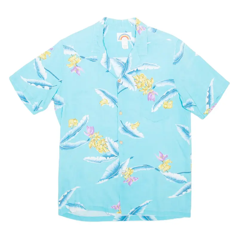 PARADISE FOUND Mens Hawaiian Shirt Blue Floral M