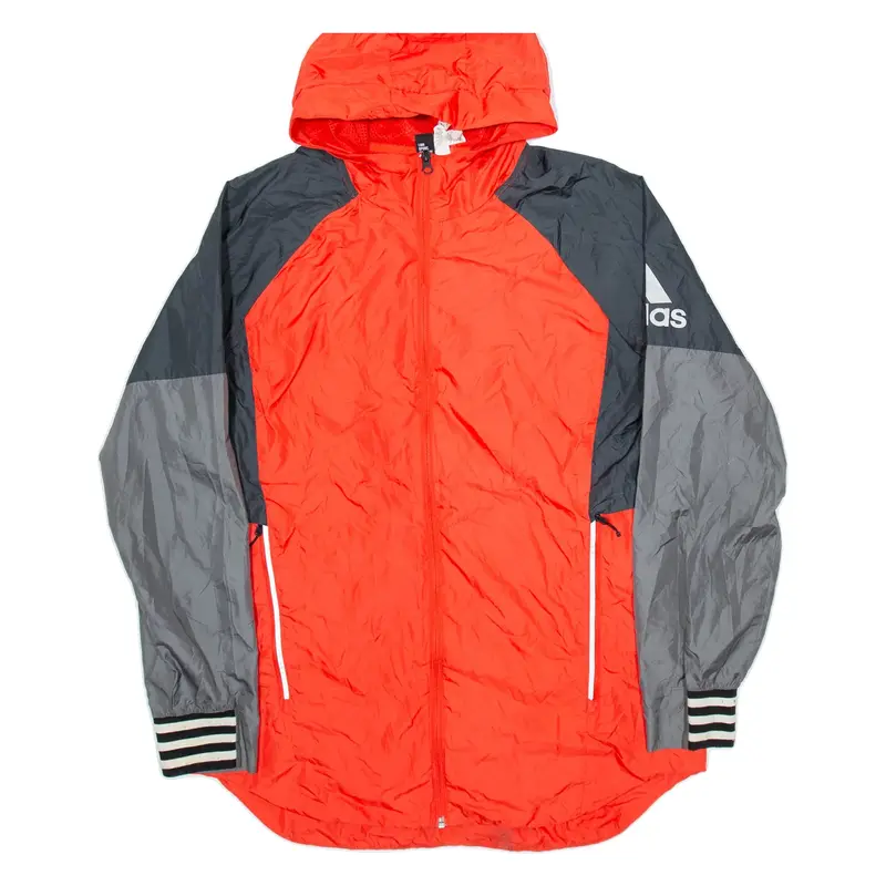 ADIDAS Mens Rain Jacket Red Hooded L
