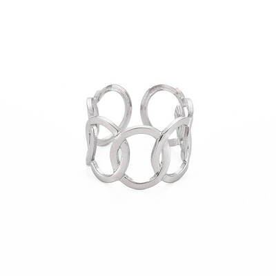 Non-Tarnish 304 Stainless Steel Interlocking Oval Open Cuff Ring