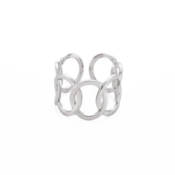 Non-Tarnish 304 Stainless Steel Interlocking Oval Open Cuff Ring