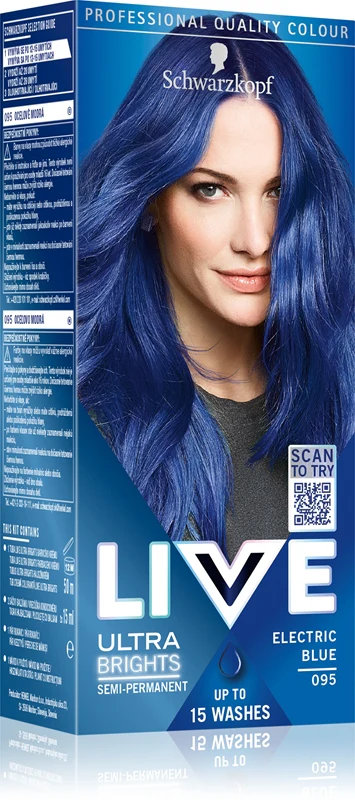 Schwarzkopf LIVE Ultra Brights or Pastel semi-permanent hair dye color 095 Electric Blue