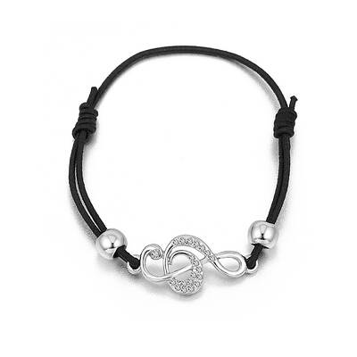 Alloy with Rhinestone Musical Note Link Bracelet