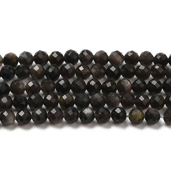 Natural Silver Sheen Obsidian Beads Strands