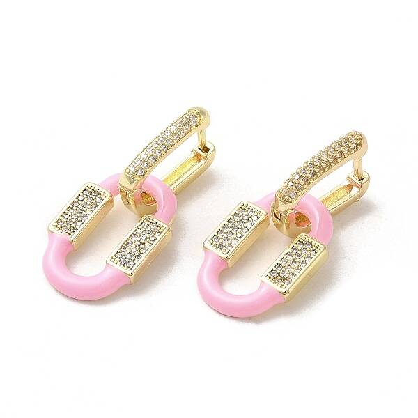 Oval Real 18K Gold Plated Brass Dangle Hoop Earrings