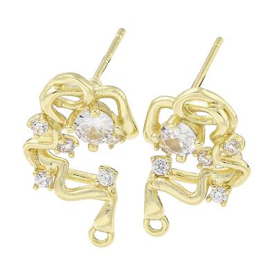 Brass Cubic Zirconia Stud Earring Findings