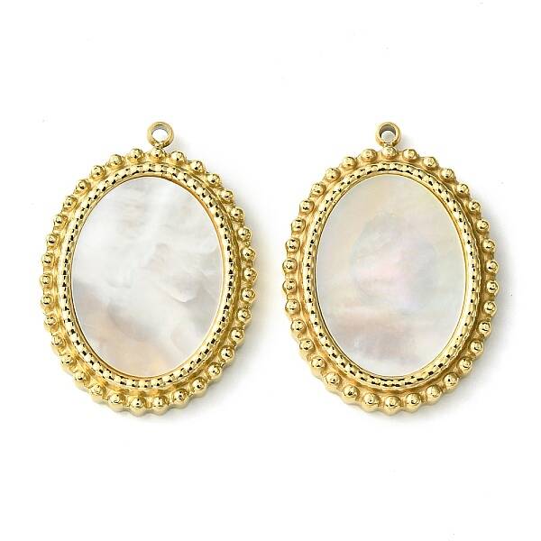 Ion Plating(IP) 304 Stainless Steel Pave Shell Pendants