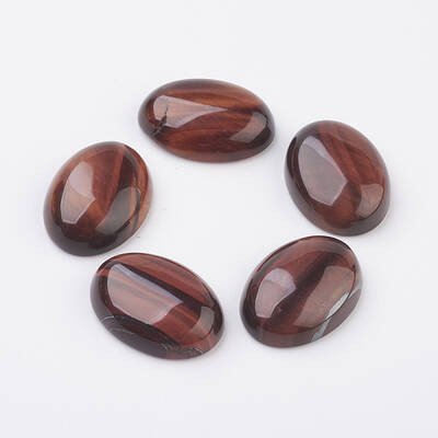 Natural Dyed & Heated Red Tiger Eye Flat Back Cabochons