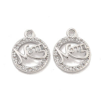 Mother's Day Brass Micro Pave Clear Cubic Zirconia Pendant