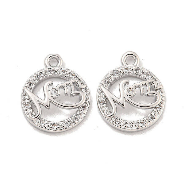 Mother's Day Brass Micro Pave Clear Cubic Zirconia Pendant