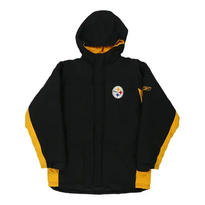 Age 12-13 Pittsburgh Steelers Reebok NFL Jacket - Large Black Nylon