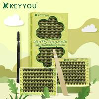 KEYYOU DIY 3D Fluffy Effect 40D Individual Lash Clusters Kit Waterproof Long-Lasting Cluster Easy To Apply At Home Makeup Cos...