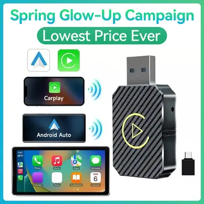 2 in 1 Wireless Apple CarPlay Adapter, Apple and Android,converts wired to wireless,automotive blue tooth compact electronic ...