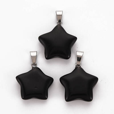 Star Natural Black Stone Pendants