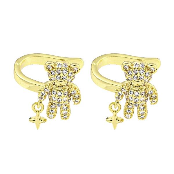 Brass Micro Pave Cubic Zirconia Cuff Earrings
