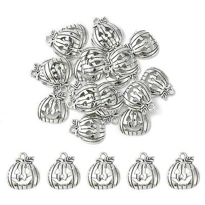 20Pcs Tibetan Style Halloween Pumpkin Jack-O'-Lantern Alloy Pendants