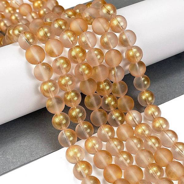 Frosted Transparent Glass Bead Strands